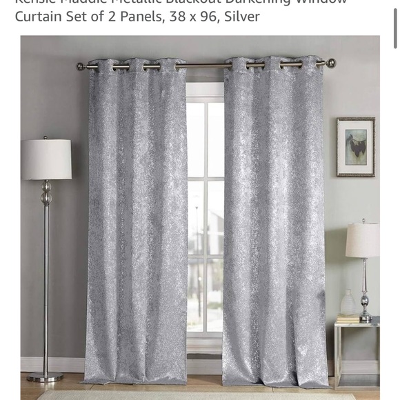 Kensie Other - Kensie Silver Accented Curtains with Elegant Metallic Design